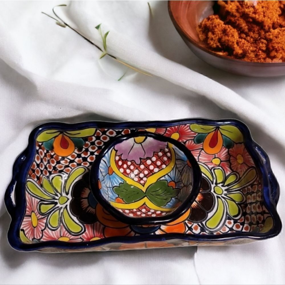 Talavera Mexican Tray and Small Bowl
